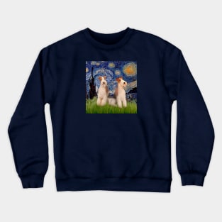 Starry Night Adapted to Include Two Wire Fox Terriers Crewneck Sweatshirt